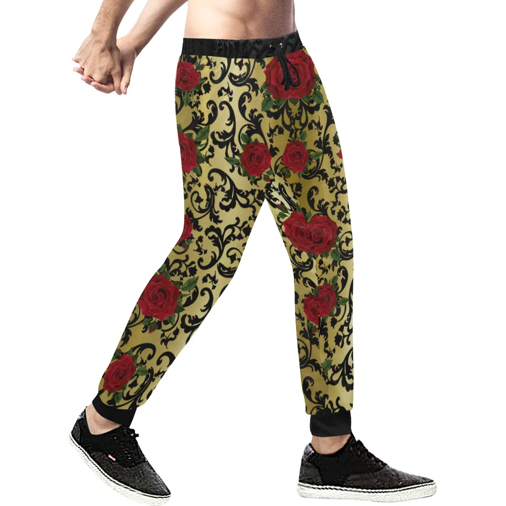 RED ROSES GOLD Men's All Over Print Sweatpants