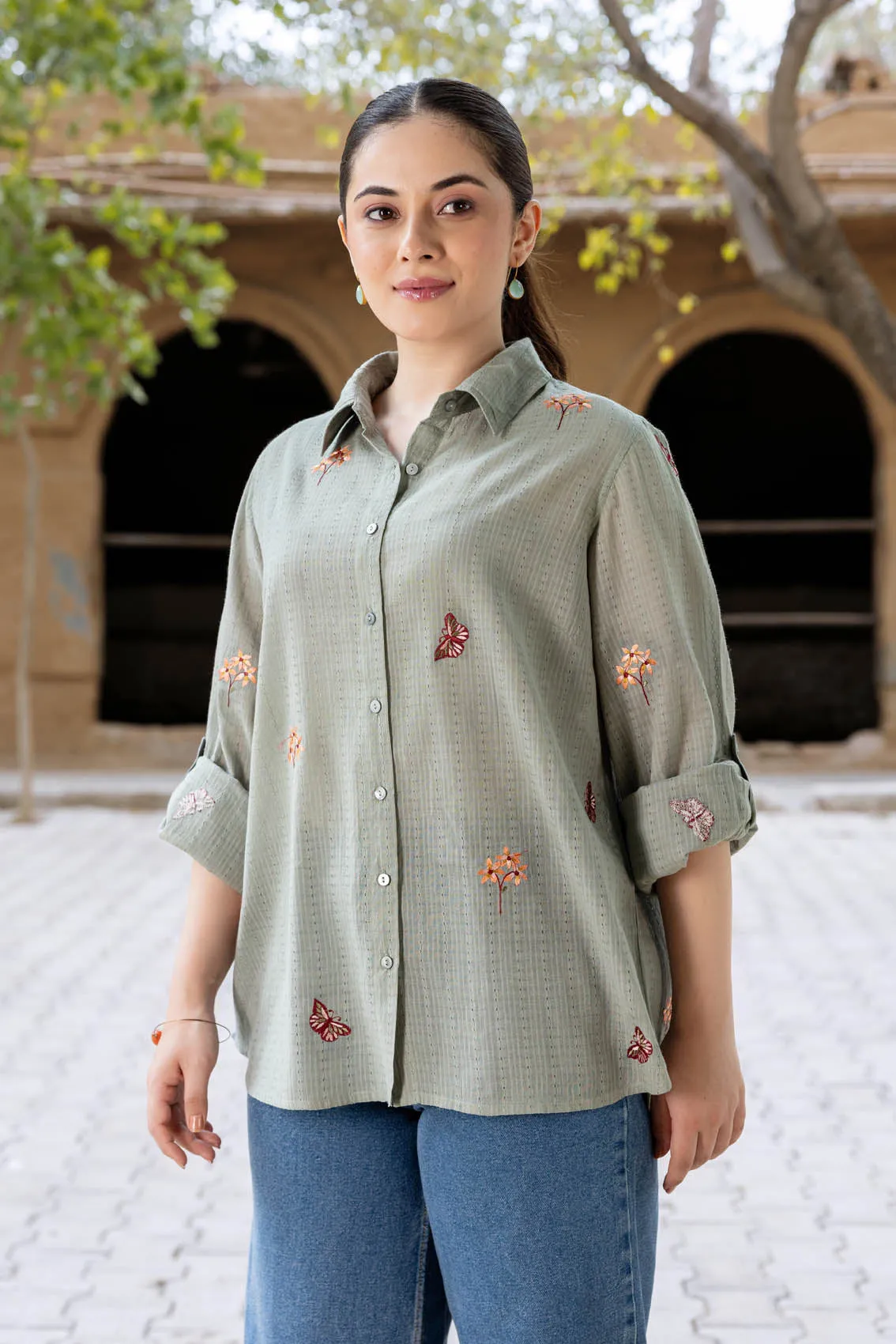 Sage Embroidered Shirt