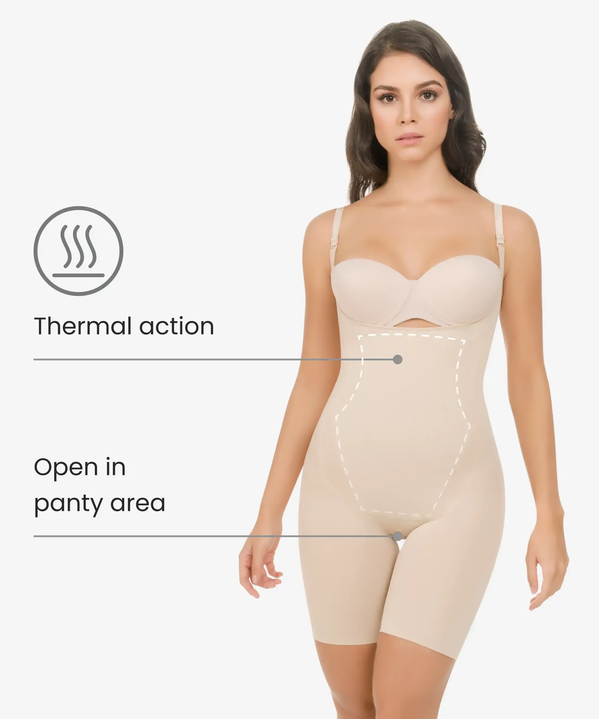 Seamless thermal action weight loss hourglass bodysuit - Style 1585