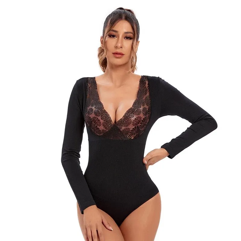 Slimming Lace Bodysuit Shapewear With Long Sleeves