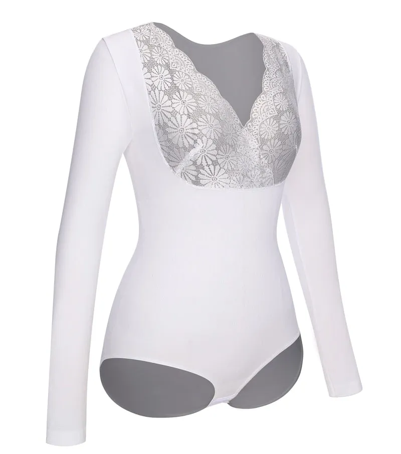 Slimming Lace Bodysuit Shapewear With Long Sleeves