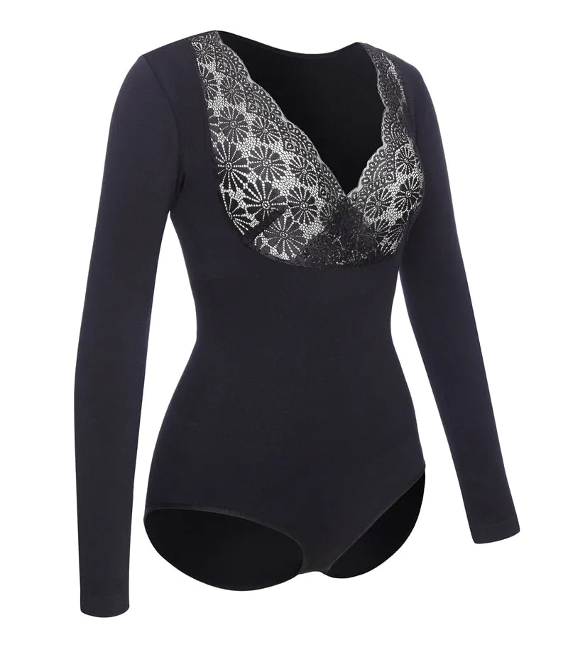 Slimming Lace Bodysuit Shapewear With Long Sleeves