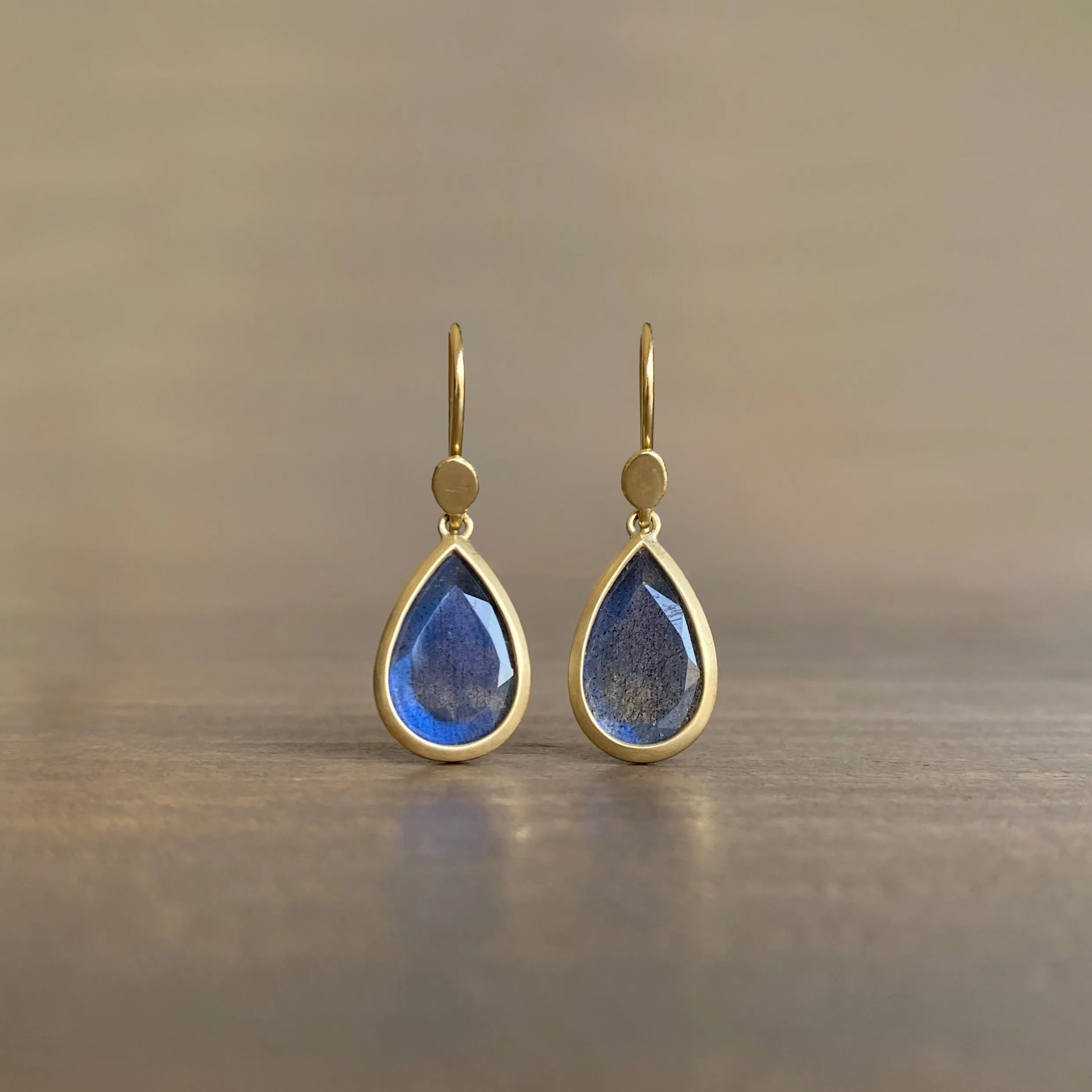 Small Fine Labradorite Drop Earrings