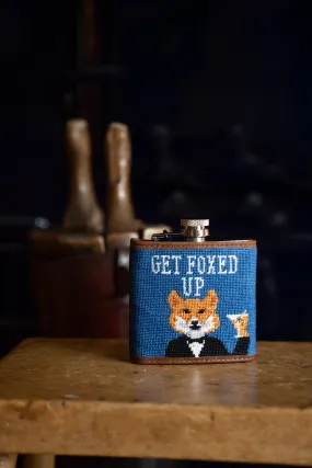 Smathers & Branson Get Foxed Up Needlepoint Hip Flask