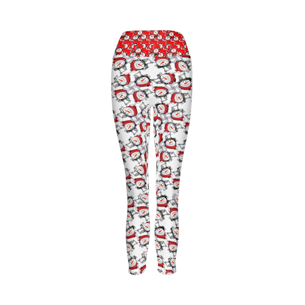 Snow Man's Delight Cloud-Like Women's High-Rise Christmas Leggings