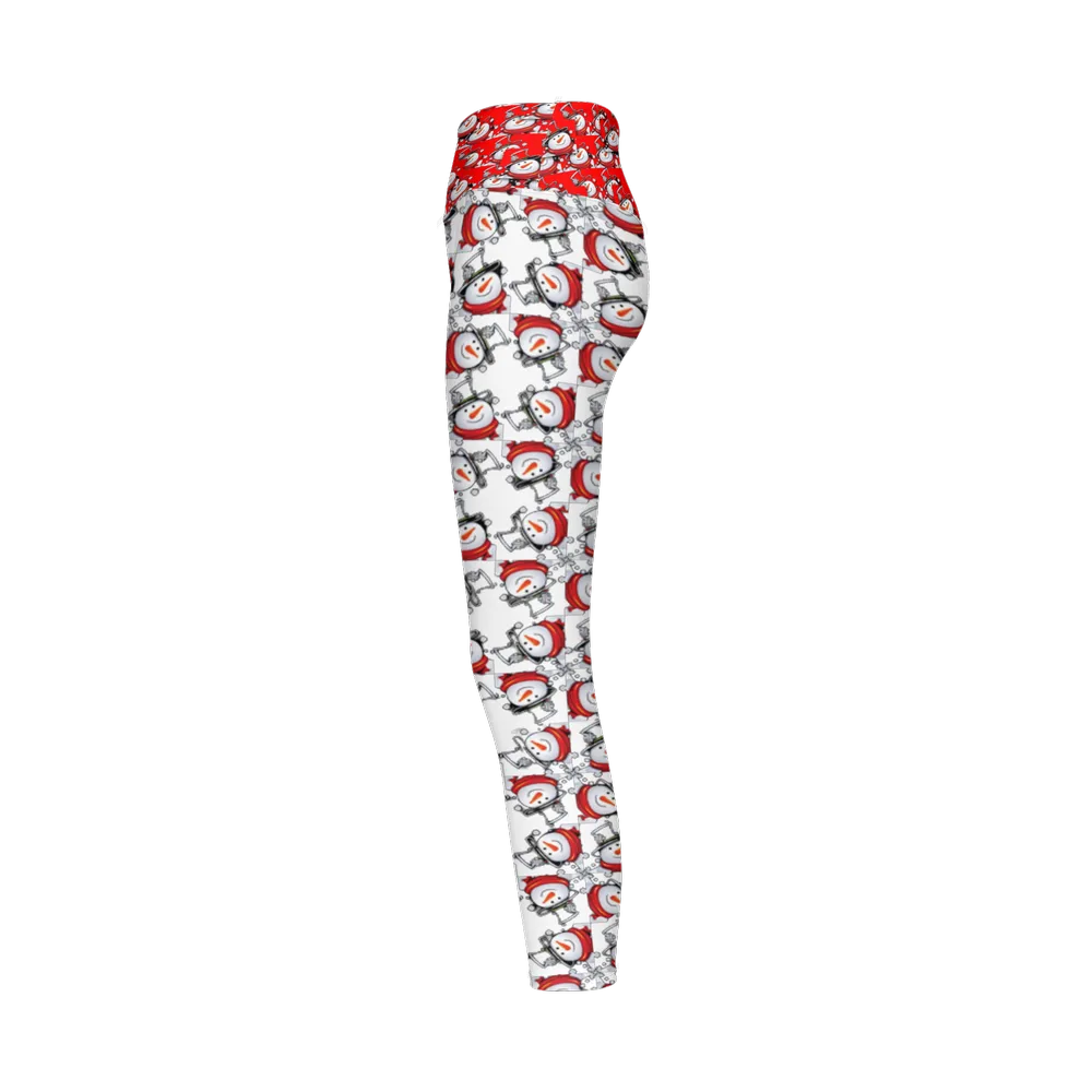 Snow Man's Delight Cloud-Like Women's High-Rise Christmas Leggings