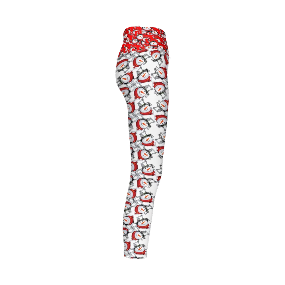 Snow Man's Delight Cloud-Like Women's High-Rise Christmas Leggings