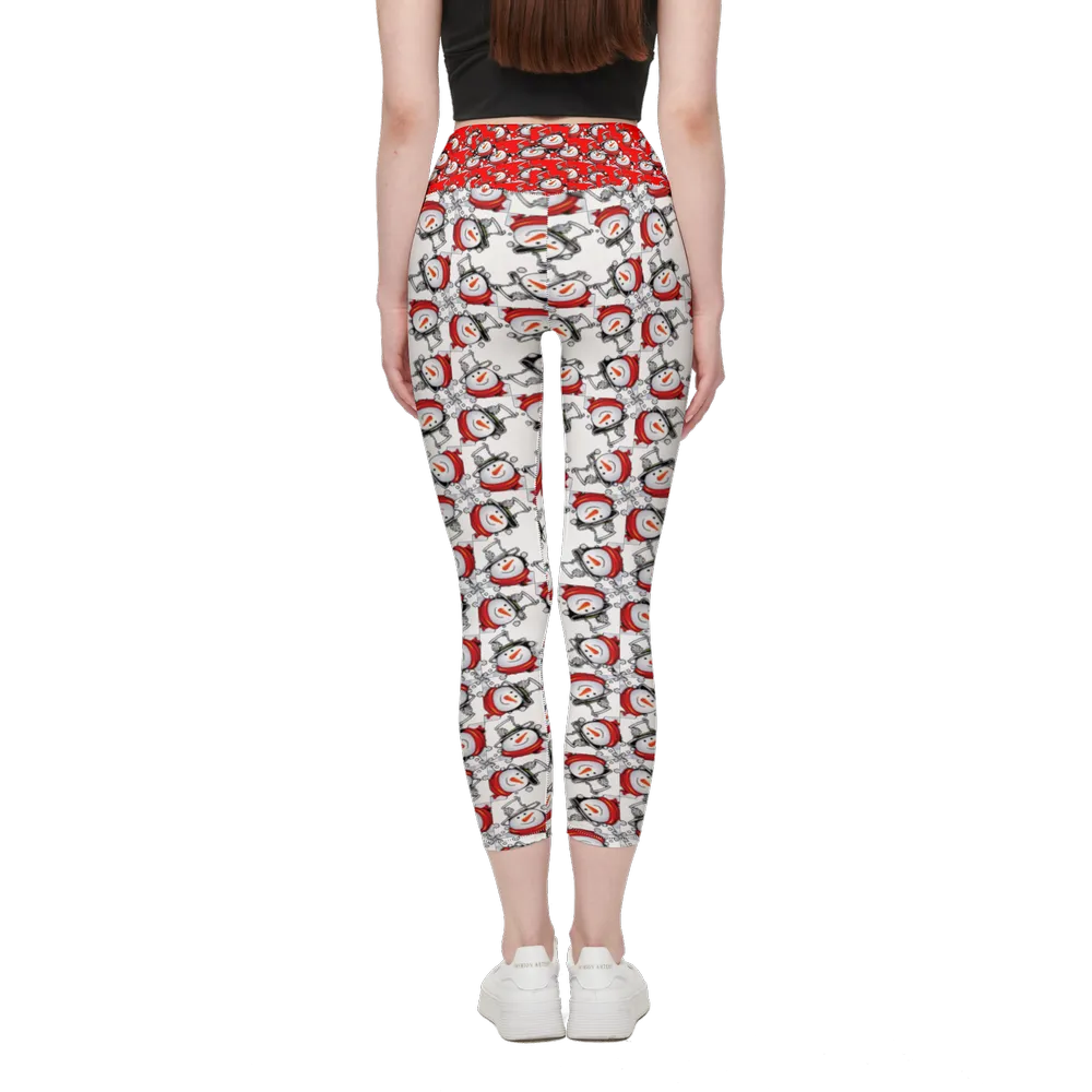 Snow Man's Delight Cloud-Like Women's High-Rise Christmas Leggings