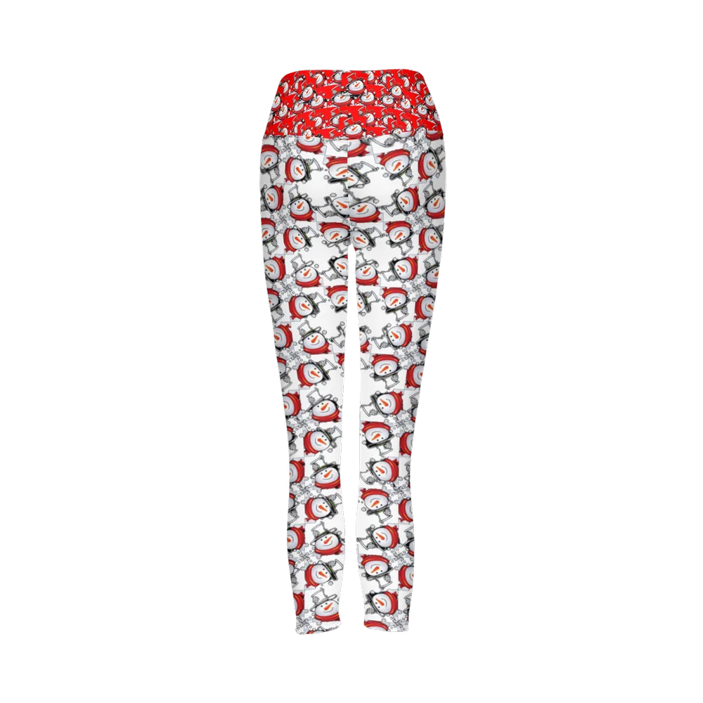 Snow Man's Delight Cloud-Like Women's High-Rise Christmas Leggings