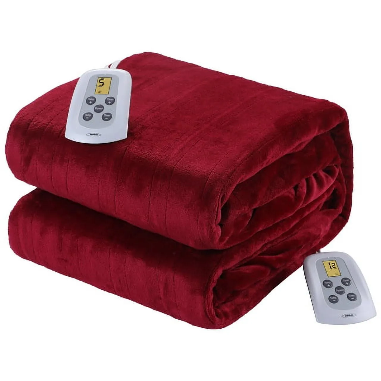 SUNVIVI Electric Blanket Queen Size with Dual Controllers,10 Heating Levels& 12 hours Auto-off,Overheat Protection,Red