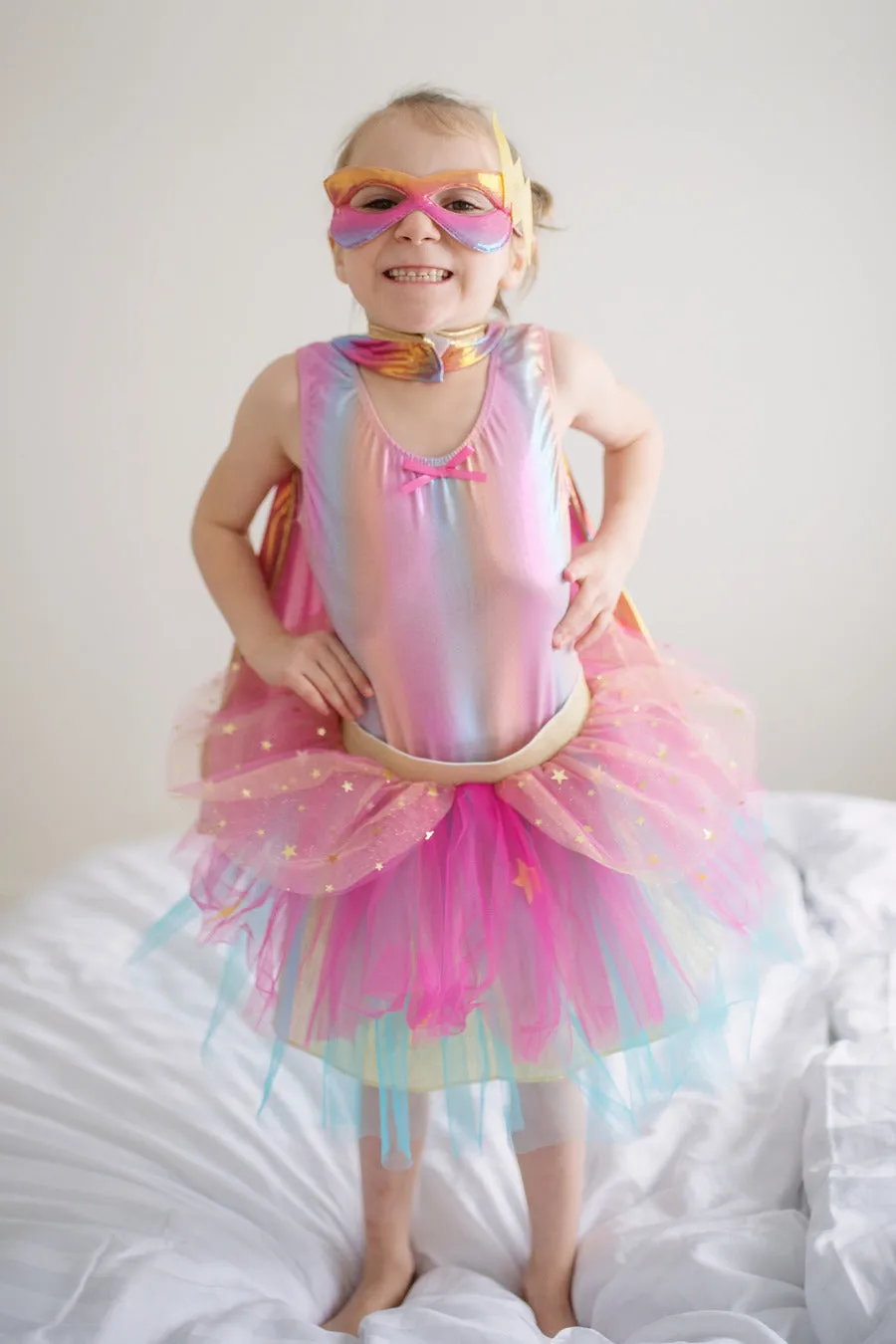 Super-Duper Tutu Cape & Mask in Pink & Gold