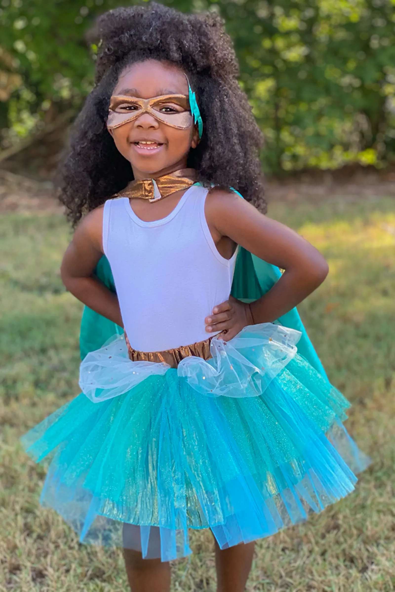 Super-duper Tutu/Cape/Mask, Copper & Teal