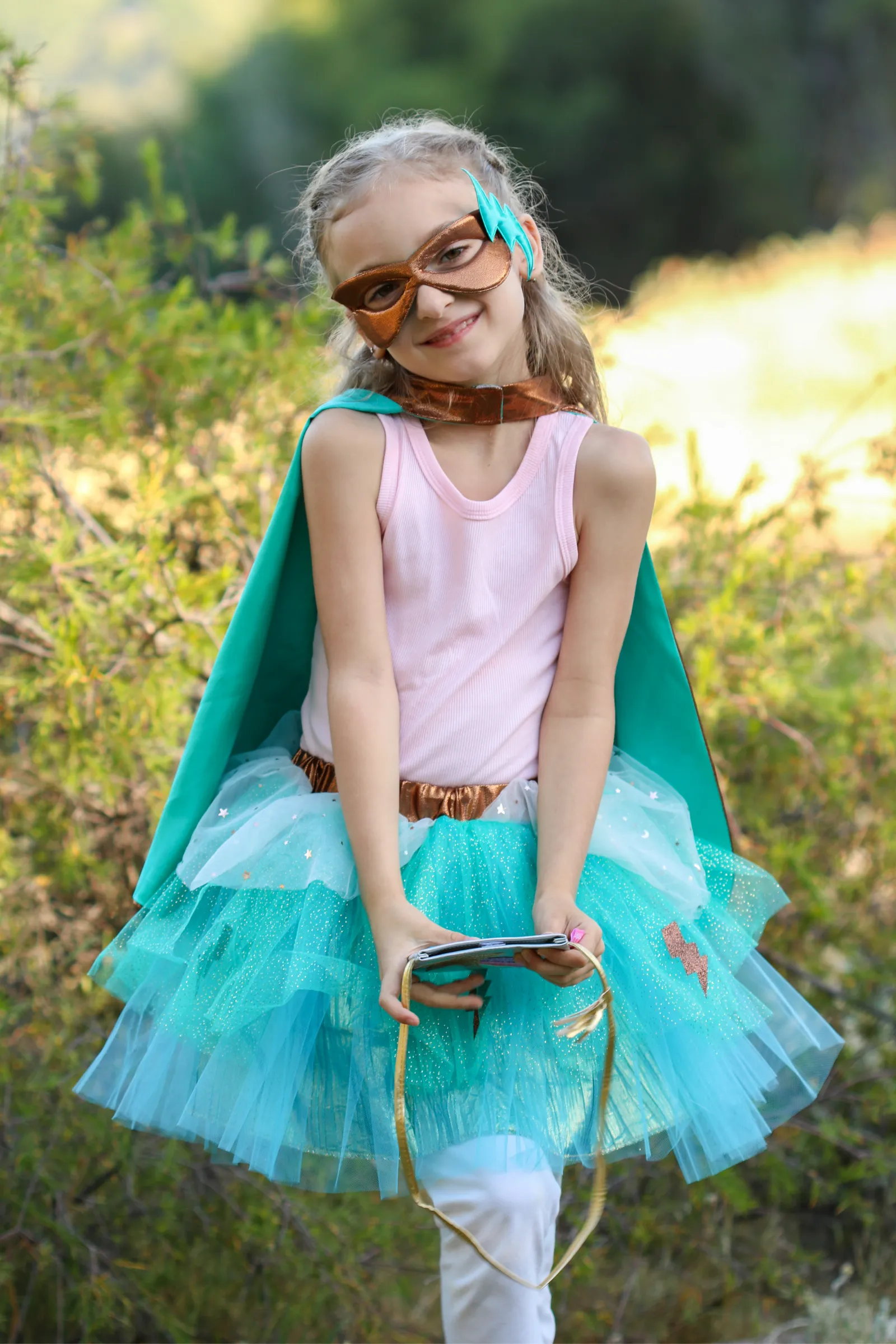 Super-duper Tutu/Cape/Mask, Copper & Teal