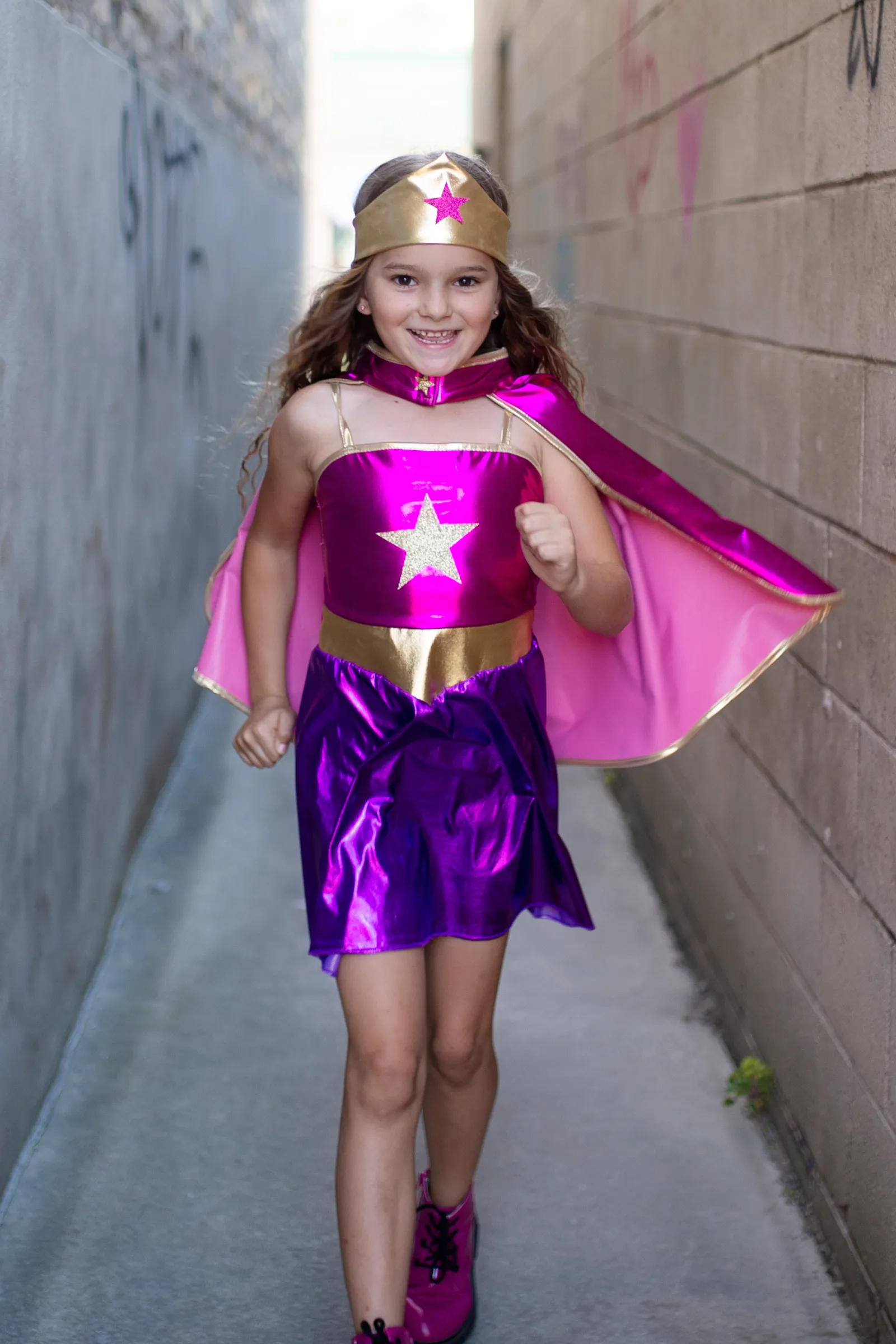 Superhero Star Dress, Cape & Headpiece