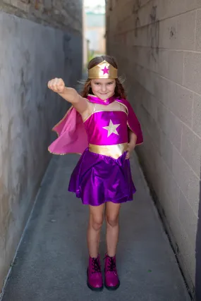 Superhero Star Dress, Cape & Headpiece