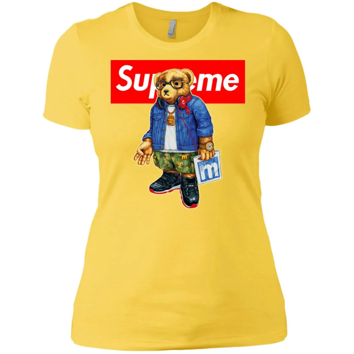 Supreme Bear Style Music T-shirt Women Cotton T-Shirt