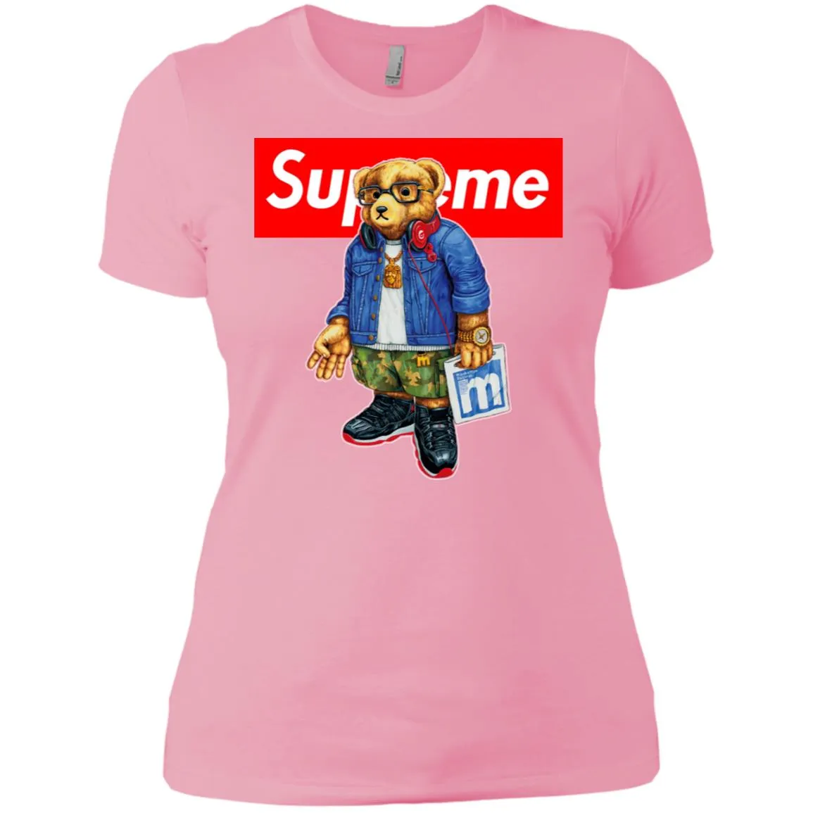 Supreme Bear Style Music T-shirt Women Cotton T-Shirt