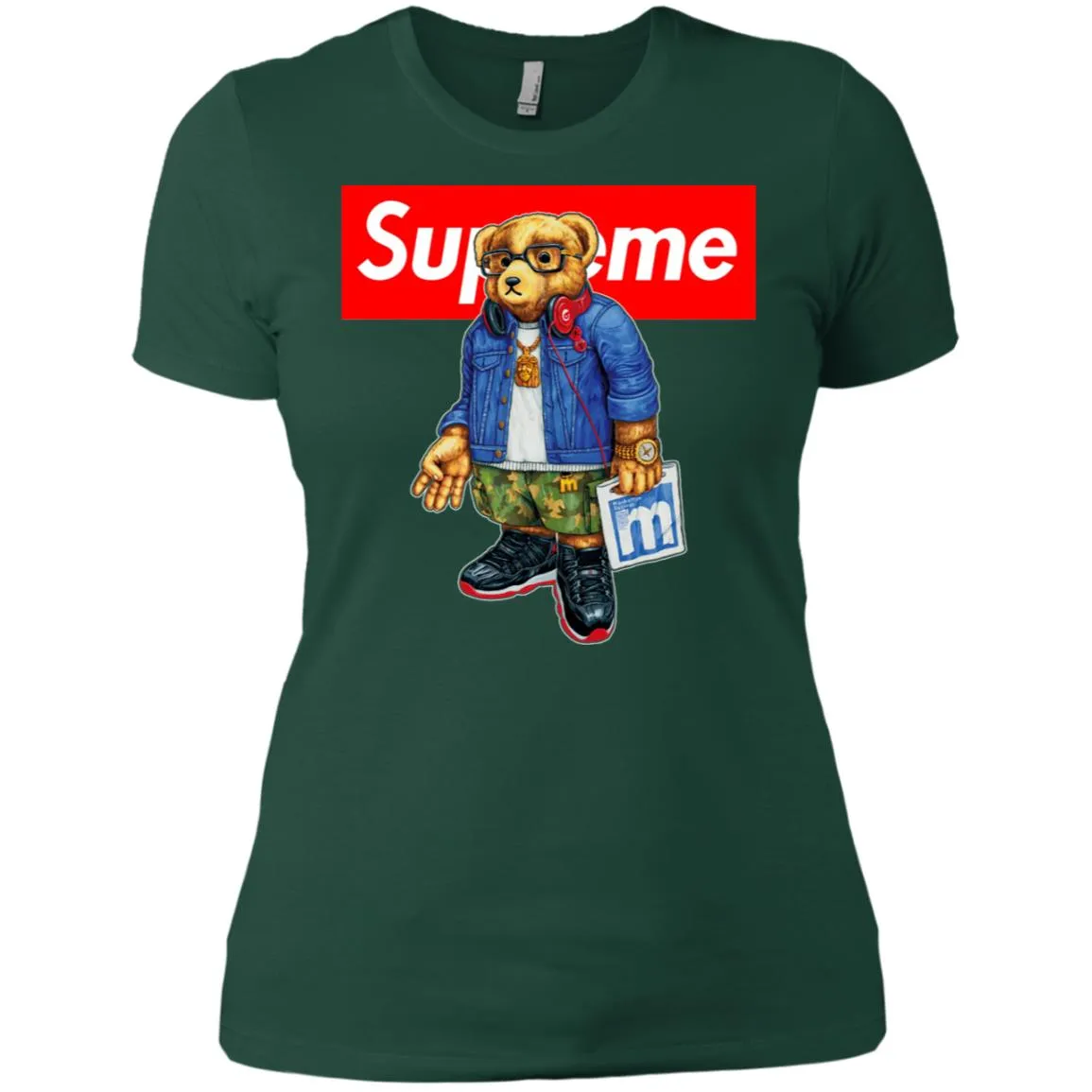 Supreme Bear Style Music T-shirt Women Cotton T-Shirt