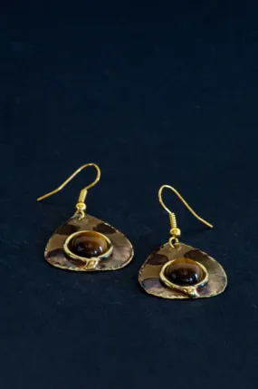 Tigers Eye Spotted Earrings Brass Images