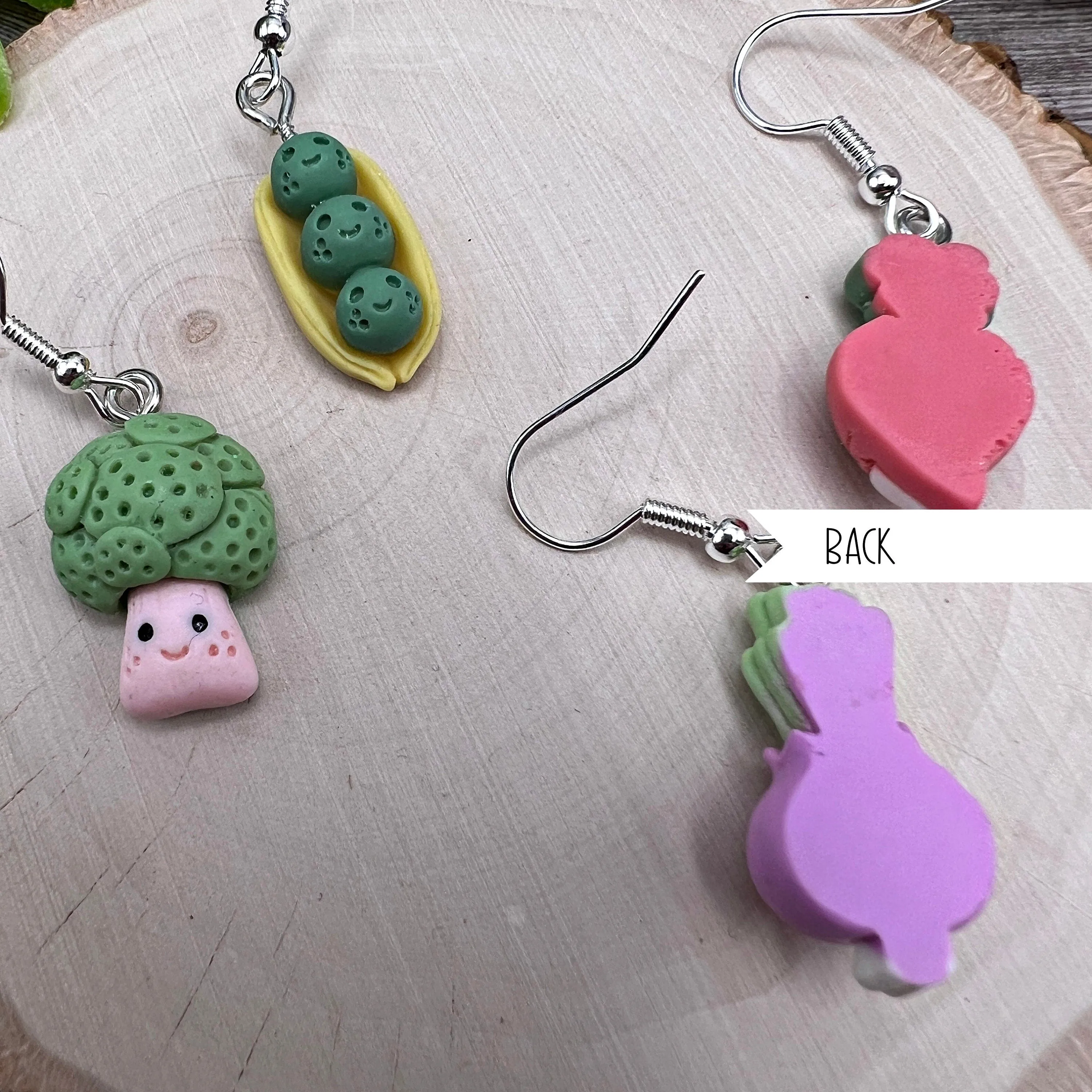 Tiny Kawaii Smiling Cartoon Veggie Farm Gardening Harvest, Hypoallergenic  Earrings, Turnip, Broccoli, Mushroom, Peas, Radish