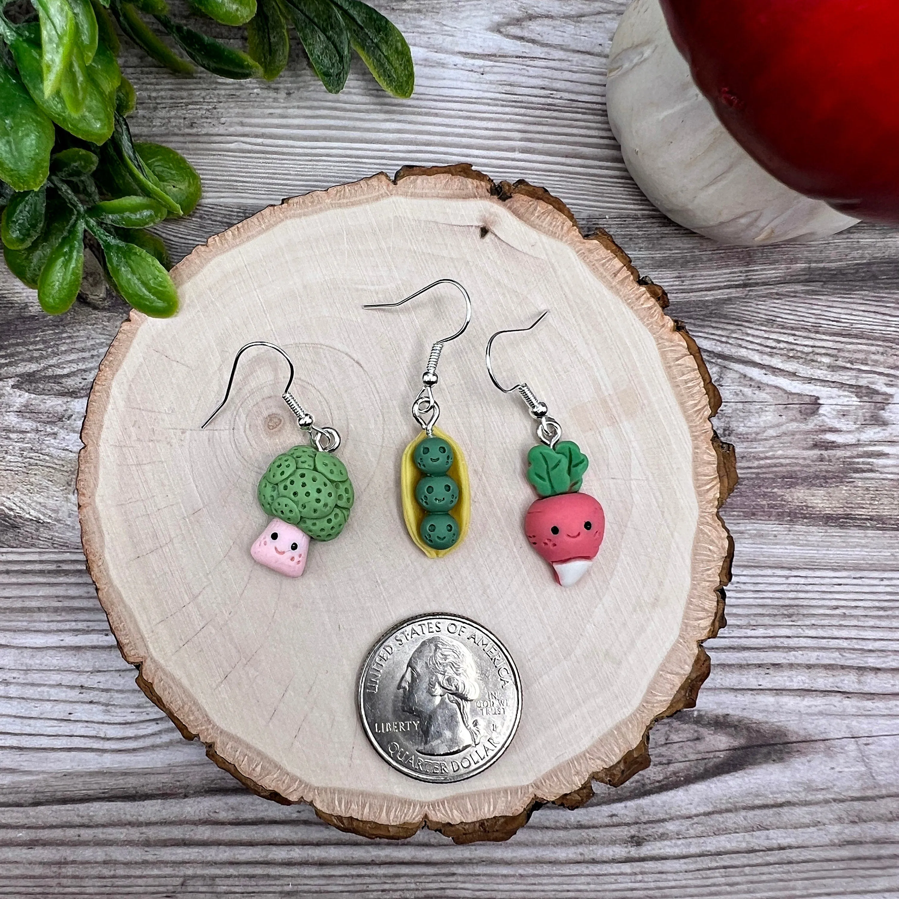 Tiny Kawaii Smiling Cartoon Veggie Farm Gardening Harvest, Hypoallergenic  Earrings, Turnip, Broccoli, Mushroom, Peas, Radish