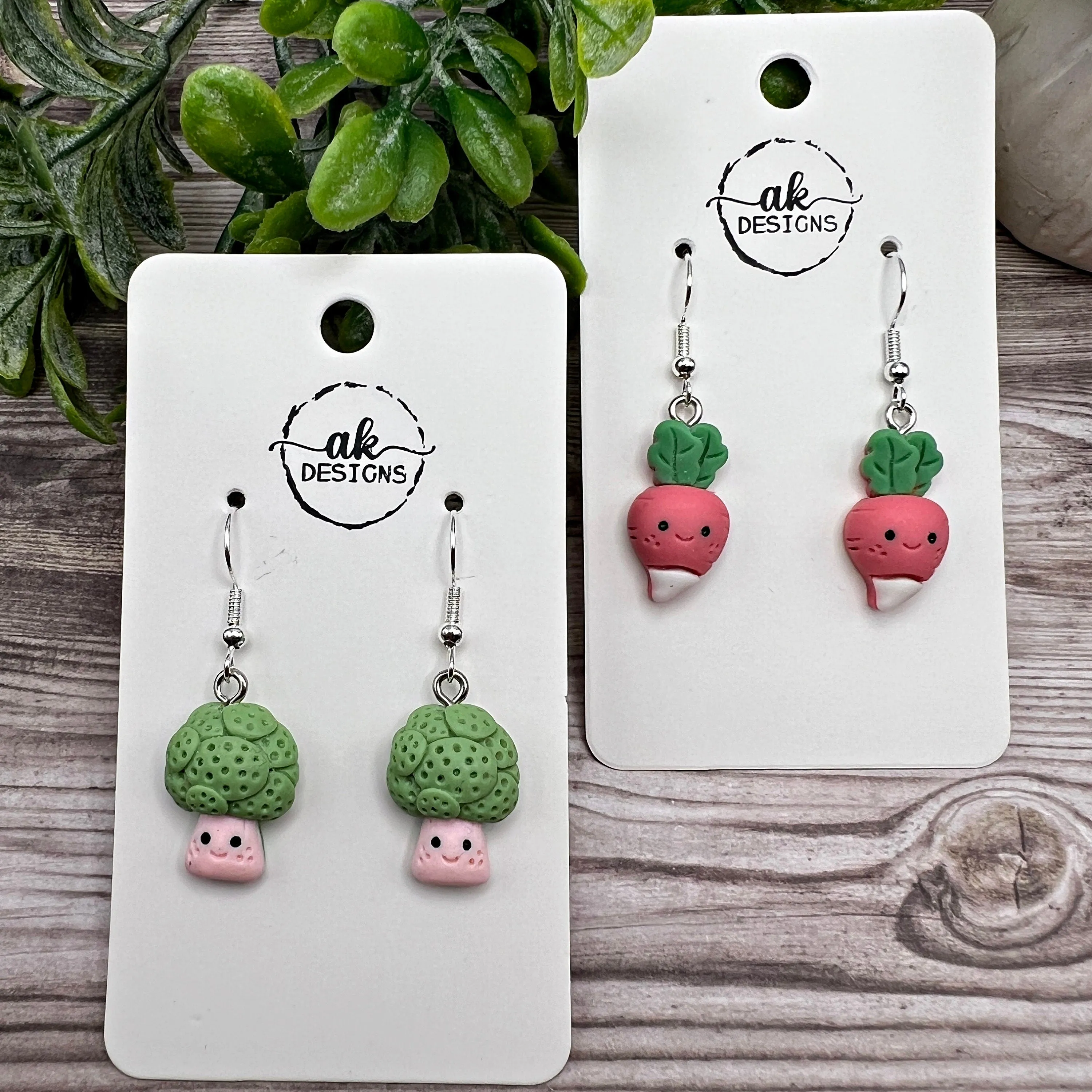 Tiny Kawaii Smiling Cartoon Veggie Farm Gardening Harvest, Hypoallergenic  Earrings, Turnip, Broccoli, Mushroom, Peas, Radish