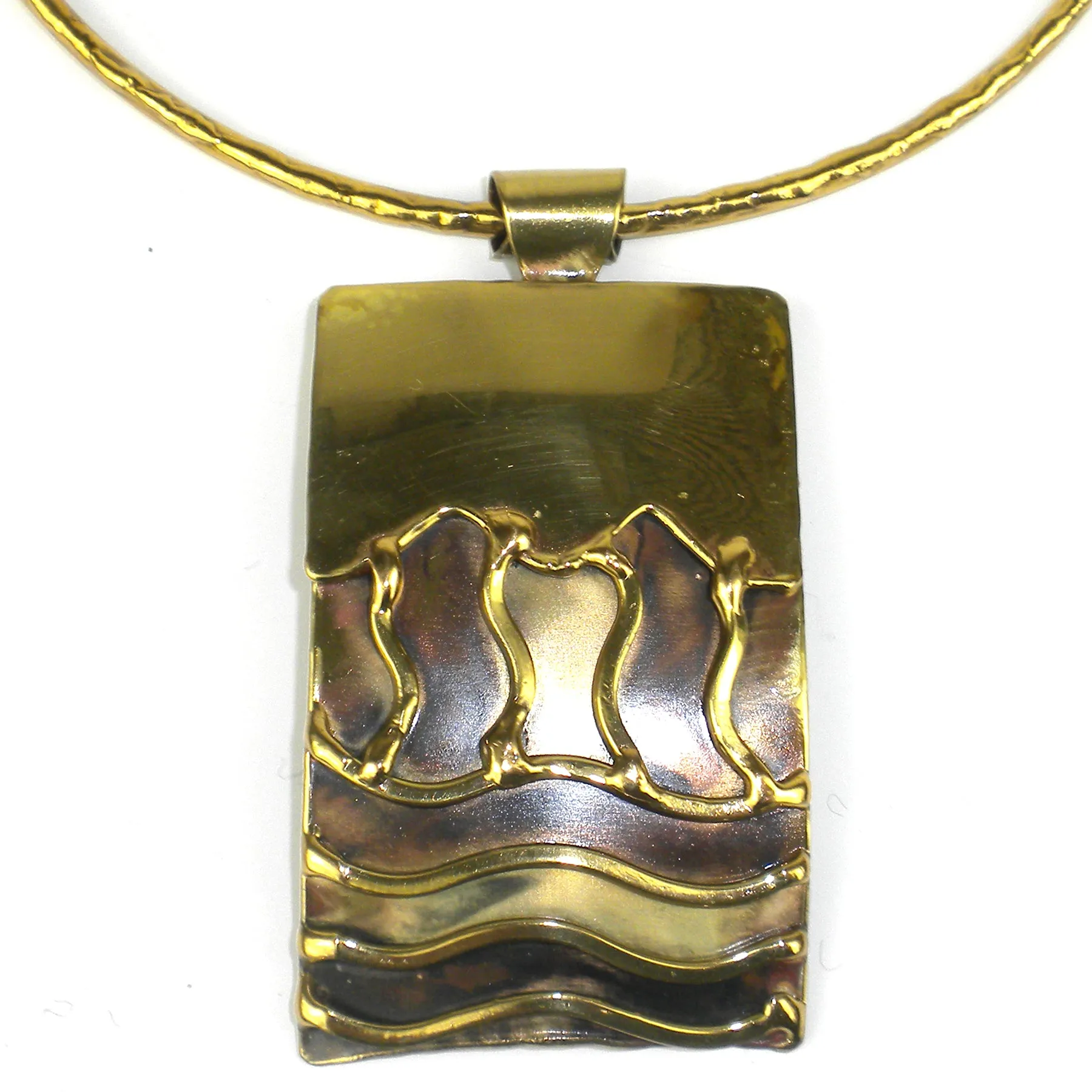 Waves Brass Pendant Necklace Brass Images