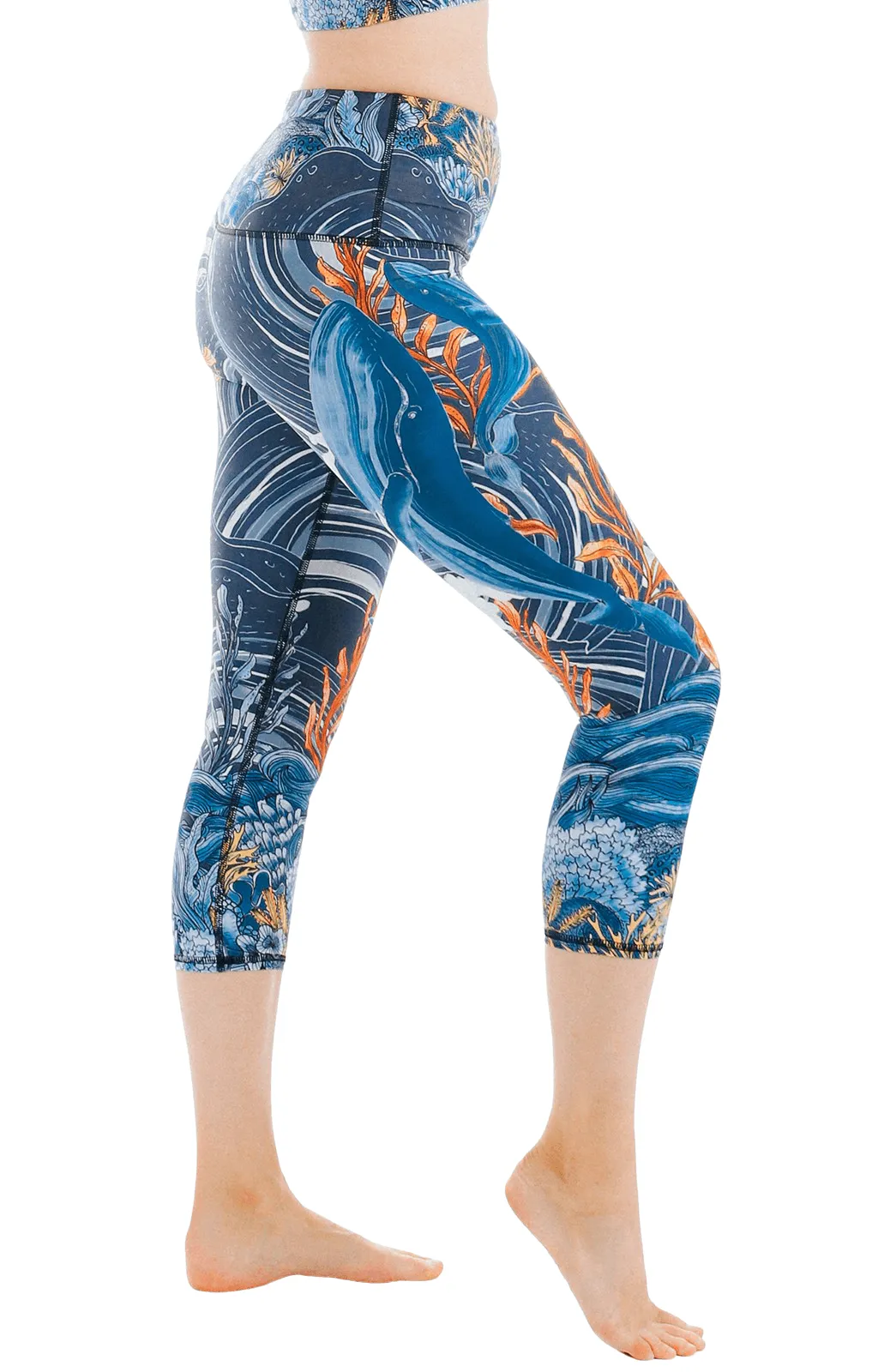 Whale Hello Printed Yoga Crops