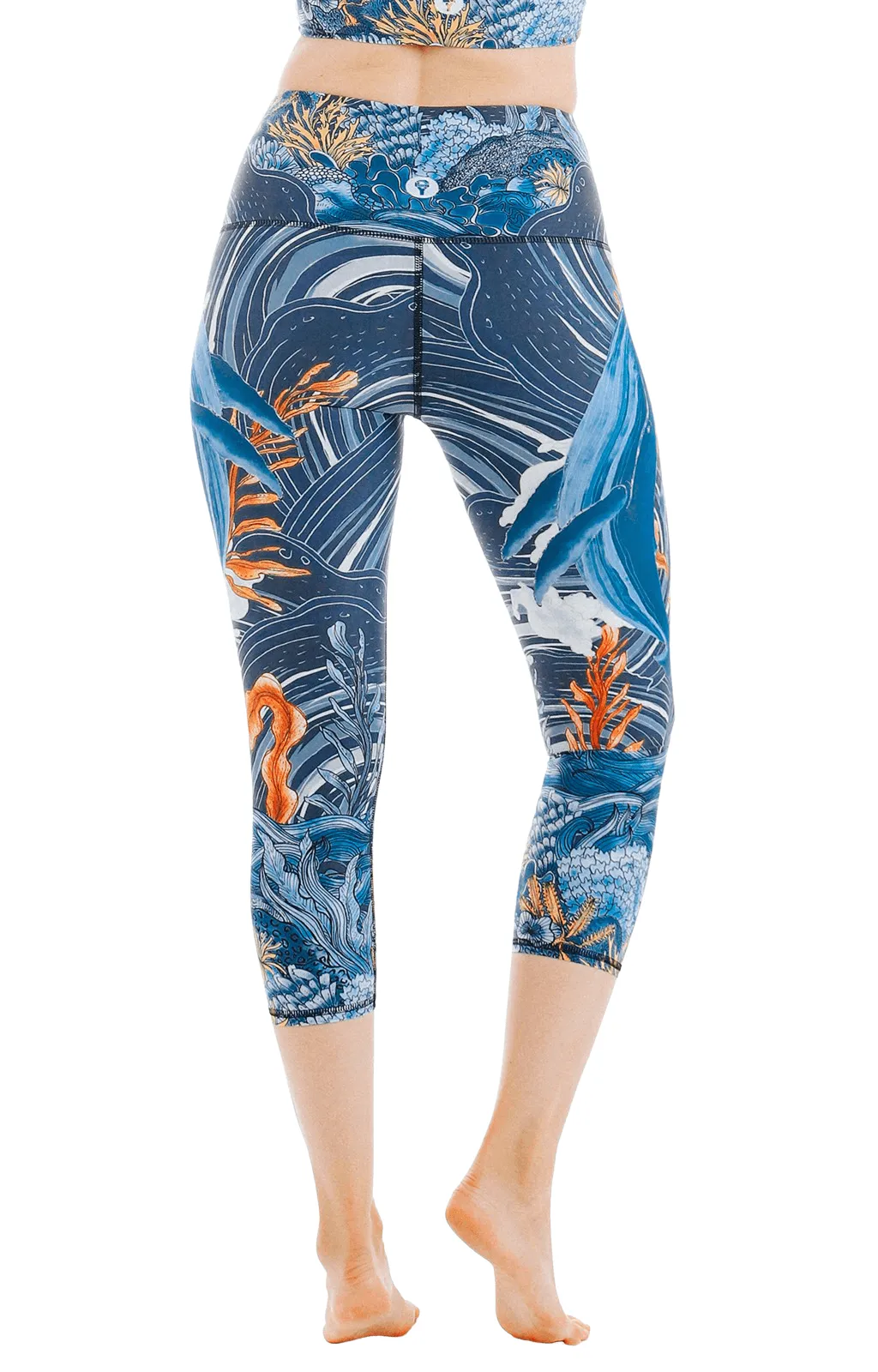 Whale Hello Printed Yoga Crops