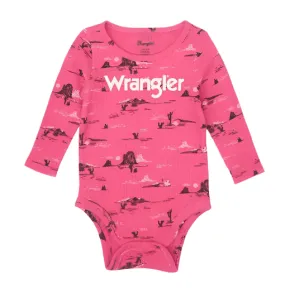 Wrangler Baby Girl’s Pink Desert Scene Thermal Long Sleeve Onesie 112356570