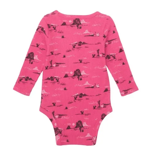 Wrangler Baby Girl’s Pink Desert Scene Thermal Long Sleeve Onesie 112356570