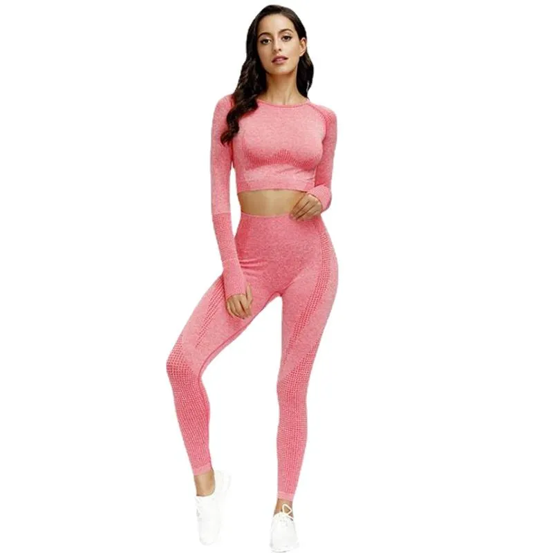 Yoga Sets Fitness Sports Suits GYM Clothing tracksuit top High Waist Leggings For Women