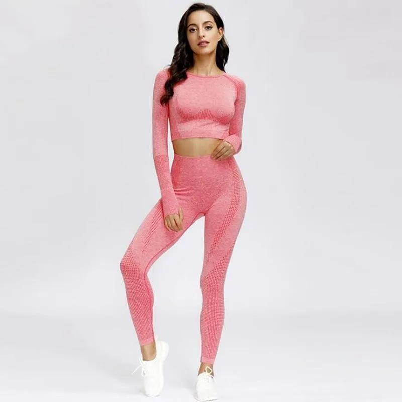 Yoga Sets Fitness Sports Suits GYM Clothing tracksuit top High Waist Leggings For Women