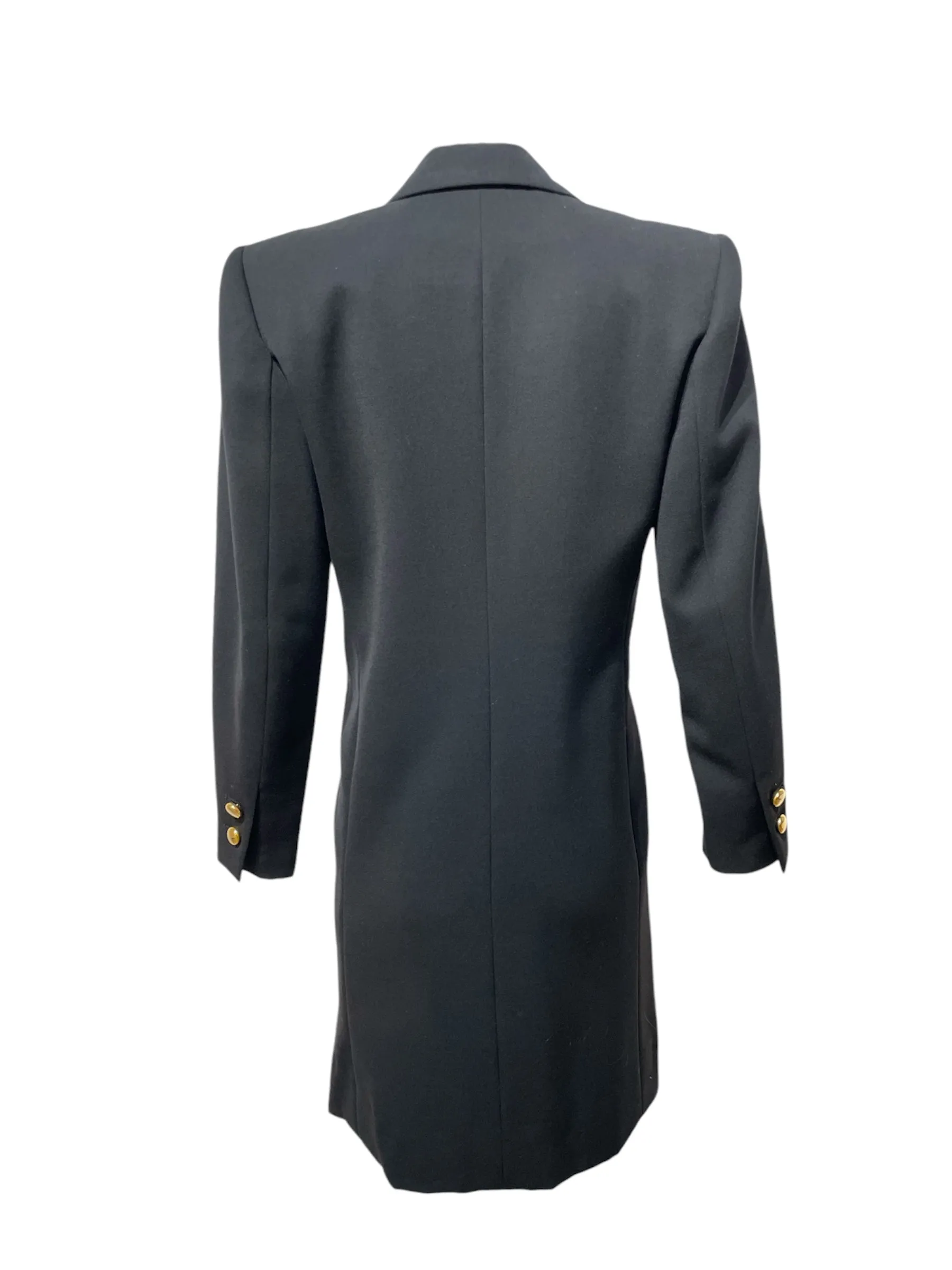 YSL Rive Gauche 80s Iconic Tuxedo Double-Breasted Black Coat Dress