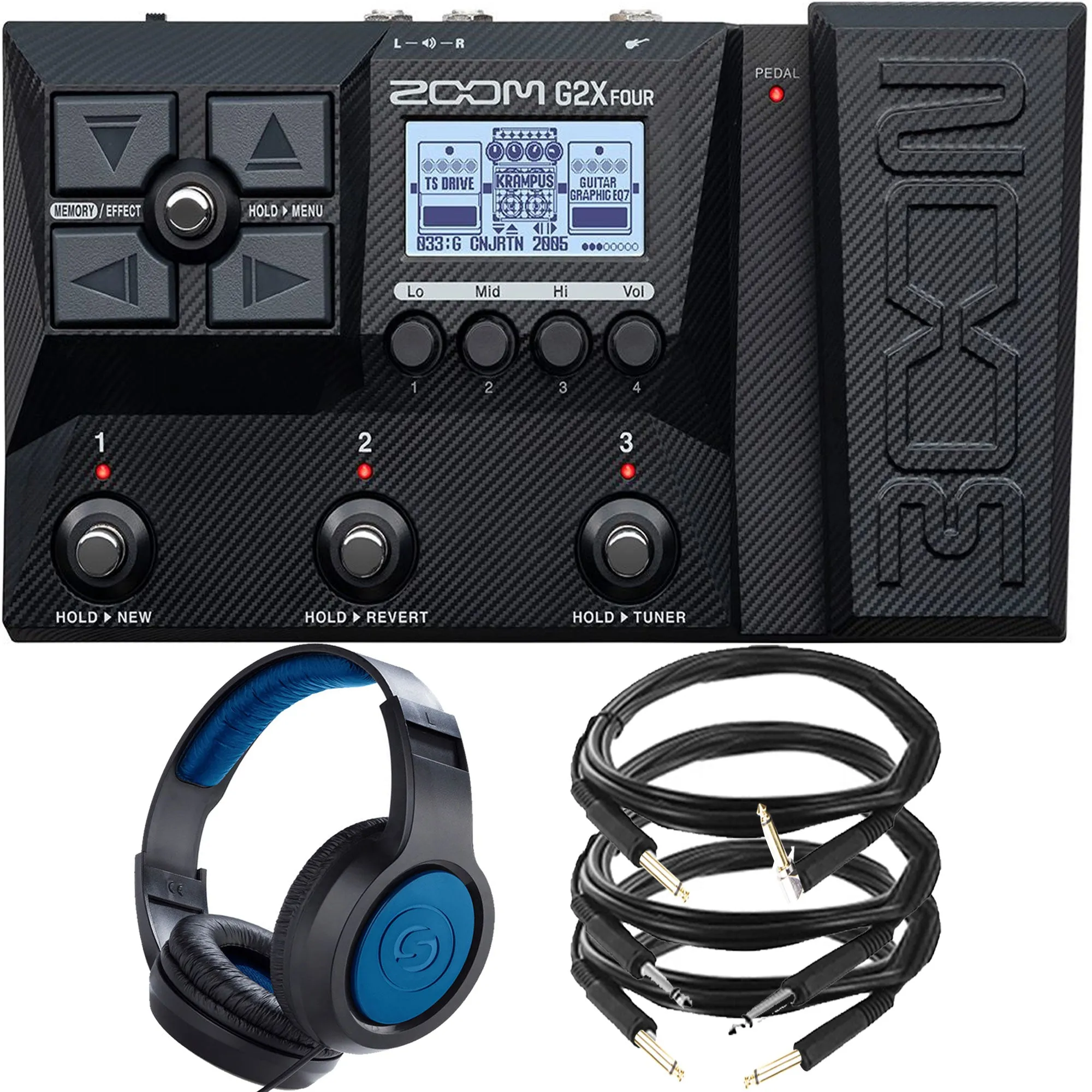 Zoom G2X Four Multi-Effect Guitar Pedal with SR350 Headphones Top Quality Kit